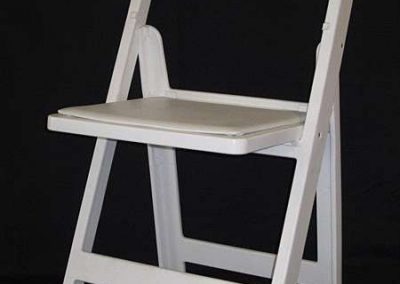 white padded chair-Drakes Rentals